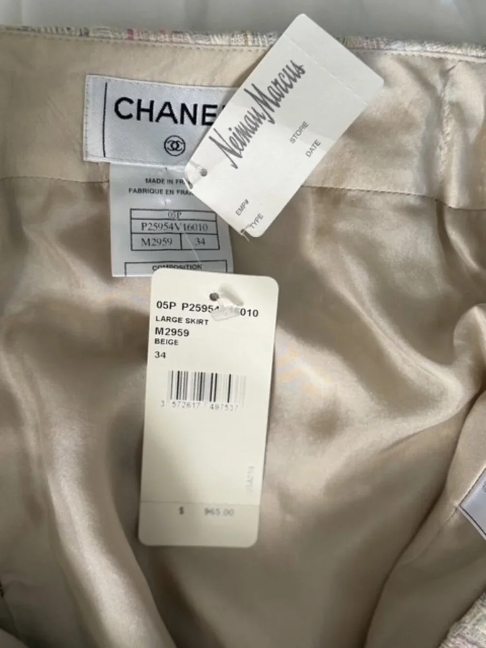 NWT Chanel 05P Beige Fantasy Tweed Skirt 34